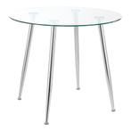 [en.casa] Glazen tafel Humppila rond 75x80 cm chroom en tran, Verzenden, Nieuw