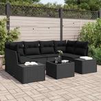 vidaXL Tuin Sofa Set 7 pcs Zwart Poly riet, Verzenden, Nieuw, Rotan