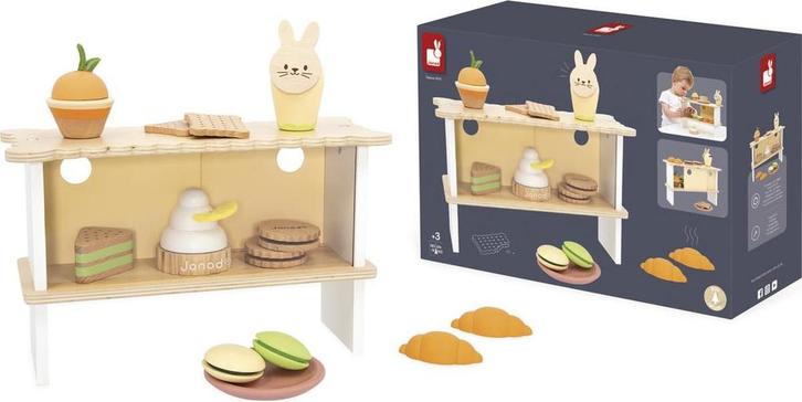 Janod - De Banketbakkerij - Een Speelset Met 12 Lekkernijen, Kinderen en Baby's, Speelgoed | Houten speelgoed, Zo goed als nieuw