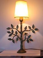 Tafellamp - boom met bladeren en vogel - Massief brons met