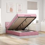 vidaXL Ottoman bed met matras 140x190cm fluweel roze, Verzenden, Stof, Nieuw, Tweepersoons