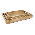 dienblad mango hout rechthoek (set van 3), Verzenden, Nieuw