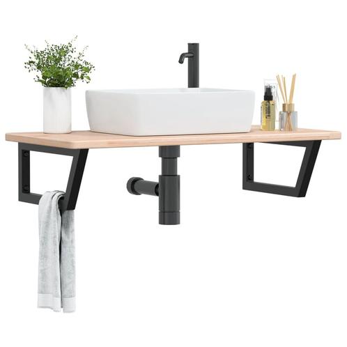 vidaXL Badkamer wandschap staal en massief eikenhout, Huis en Inrichting, Tafels | Kaptafels, Nieuw, Verzenden