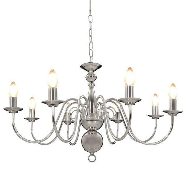Kroonluchter 8xE14 zilver | Retourdeal | Direct Leverbaar, Huis en Inrichting, Lampen | Kroonluchters, Nieuw, Metaal, Ophalen of Verzenden