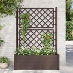 vidaXL Plantenbak met latwerk 100x43x142 cm PP mokka, Tuin en Terras, Bloembakken en Plantenbakken, Kunststof, 100 cm of meer