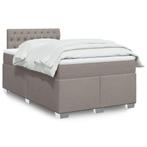 vidaXL Boxspring met matras stof taupe 120x200 cm, Verzenden, Nieuw, Twijfelaar, 120 cm