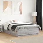 vidaXL Bedframe met LED-verlichting grijs sonoma eiken, Verzenden, Nieuw, 190 cm of minder, Twijfelaar