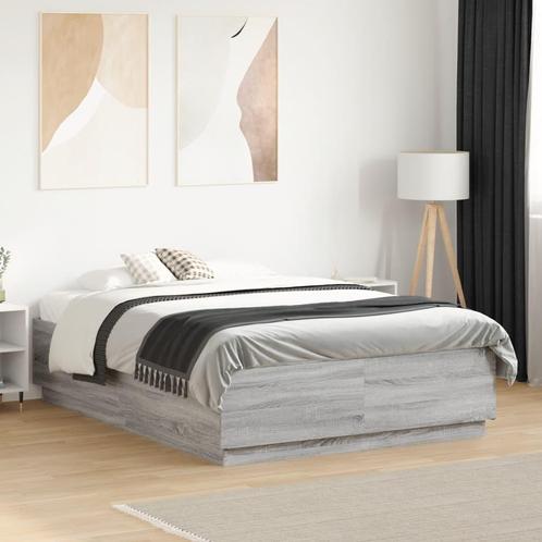 vidaXL Bedframe met LED-verlichting grijs sonoma eiken, Huis en Inrichting, Slaapkamer | Bedden, 120 cm, 190 cm of minder, Grijs