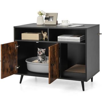 LIVSK Houten Kattenkast - Ruime Opbergruimte met 2 Open Vakk beschikbaar voor biedingen