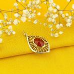 Gouden hanger met carneool | Vintage (vintage gouden hanger), Ophalen of Verzenden, Gebruikt, Goud, Overige merken