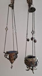 Godslamp (2) - Koper, Metaal - 2 antieke godslampjes