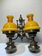 Lamp - Gele Art Deco wandlampen met messing details - Glas,