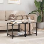 vidaXL Salontafels 2 st met zwart glazen blad 40x40x40 cm, Huis en Inrichting, Tafels | Salontafels, Verzenden, Nieuw, Overige houtsoorten