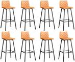Set van 8 Cognac leren industriële barkrukken - Vintage Leer, Huis en Inrichting, Stoelen, Overige kleuren, Nieuw, Leer, Ophalen of Verzenden