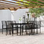 vidaXL 9-delige Tuinset zwart, Verzenden, Nieuw, 8 zitplaatsen, Rvs