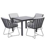 Fabrice Goa dining tuinset 95x95xH75 cm 5 delig slate, Ophalen of Verzenden, Nieuw