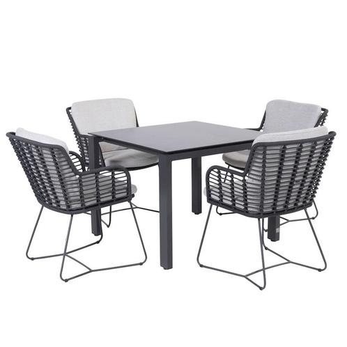 Fabrice Goa dining tuinset 95x95xH75 cm 5 delig slate, Tuin en Terras, Tuinsets en Loungesets, Nieuw, Ophalen of Verzenden
