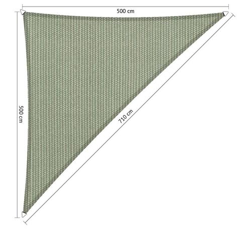 Schaduwdoek driehoek 90 graden 5x5x7,1 Moonstone green, Tuin en Terras, Schaduwdoeken, Nieuw, Ophalen of Verzenden