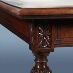 Praktische chique lange noten eetkamertafel of werktafel met, Antiek en Kunst, Antiek | Meubels | Tafels, Ophalen of Verzenden