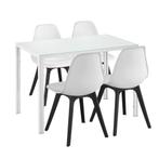 Eethoek Delft glazen eettafel met 4 stoelen wit en wit/zwart, Huis en Inrichting, Tafels | Eettafels, Verzenden, Nieuw