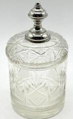 No reserve-19e Eeuwse geslepen Koekjespot met zilveren knop