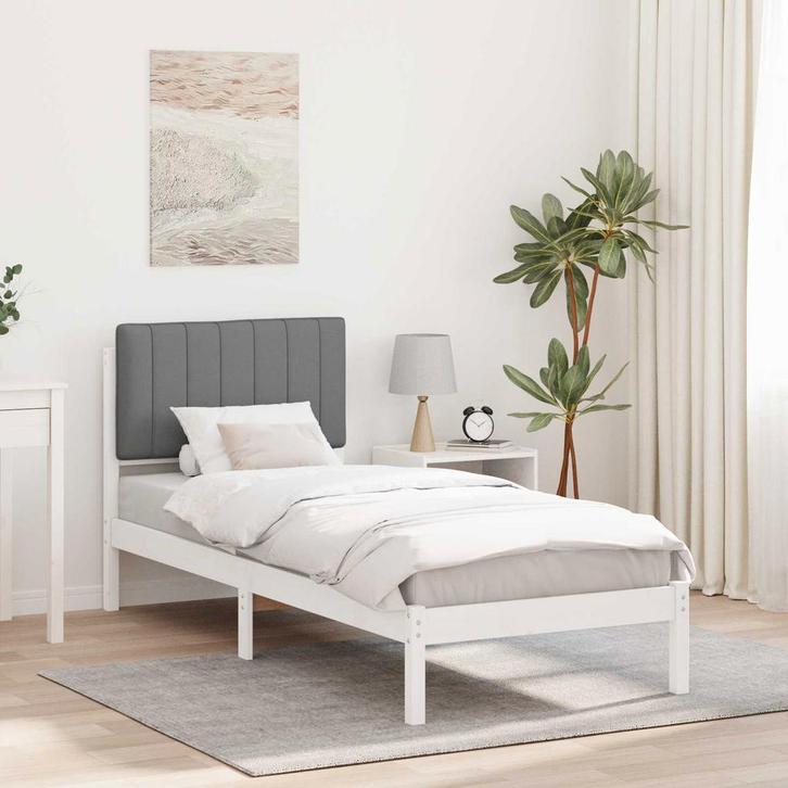 vidaXL Bedframe met Gevoerd Hoofdgedeelte Lichtgrijs 80 x, Huis en Inrichting, Slaapkamer | Bedden, Nieuw, Hout, Verzenden