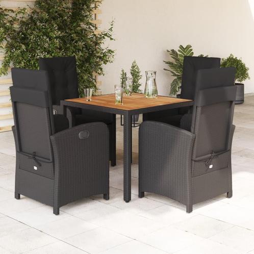 vidaXL 5-delige Tuinset met kussens poly rattan zwart, Tuin en Terras, Tuinsets en Loungesets, Tuinset, Nieuw, 4 zitplaatsen, Rotan