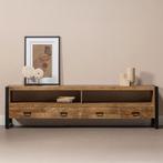 Tv-meubel Mangohout Britt 220 cm, Verzenden, Nieuw, 200 cm of meer, Minder dan 100 cm