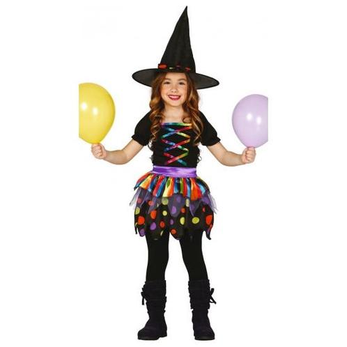 Gekleurd heksen jurkje voor meisjes - Heksen kleding, Kinderen en Baby's, Carnavalskleding en Verkleedspullen, Ophalen of Verzenden