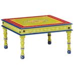 vidaXL Salontafel handbeschilderd massief mangohout groen, Verzenden, Nieuw, 50 tot 100 cm, Minder dan 50 cm