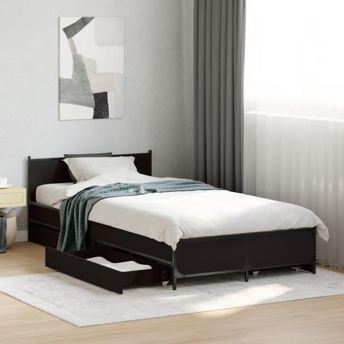 vidaXL Bedframe met lades bewerkt hout zwart 75x190 cm, Huis en Inrichting, Slaapkamer | Bedden, Zwart, Nieuw, Hout, Verzenden
