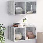 vidaXL Wandkasten met glazen deuren 2 st 68,5x37x35 cm grijs, Verzenden, Nieuw