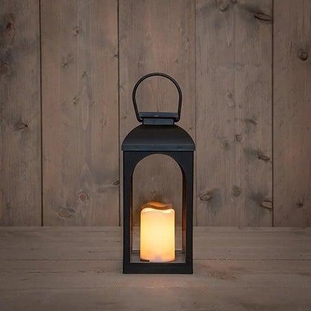 Solar Lantaarn Zwart - Met Kaars - 27 cm (tuinverlichting), Tuin en Terras, Buitenverlichting, Waterbestendig, Led, Zonne-energie