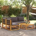 vidaXL 5-delige tuinset met kussens van acaciahout en touw, Verzenden, Nieuw, Hardhout, Tuinset
