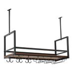 Wijnrek Borejle wandrek zwart en walnootkleurig 80x30x64 cm, Huis en Inrichting, Woonaccessoires | Wijnrekken, Verzenden, Nieuw