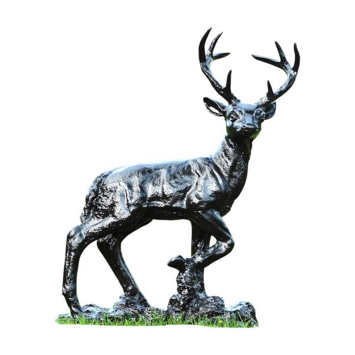 Staand hert - polystone - 110 cm - zwart - gedetailleerd, Tuin en Terras, Tuinbeelden, Ophalen of Verzenden