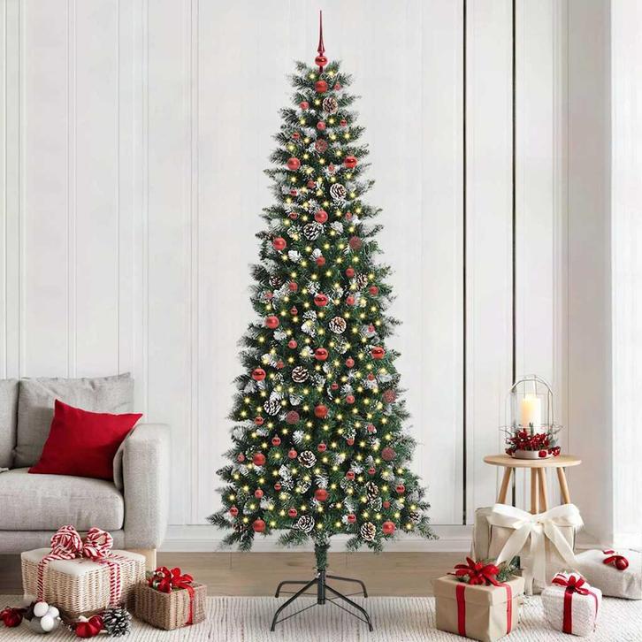 vidaXL Kunstkerstboom met 300 LED Groen 240 cm PVC en, Diversen, Kerst, Nieuw, Verzenden