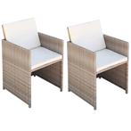 vidaXL Tuinstoelen 2 st met kussens poly rattan beige, Tuin en Terras, Tuinstoelen, Verzenden, Nieuw