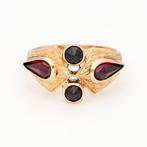 Ring - 14 karaat Roségoud Granaat, Nieuw
