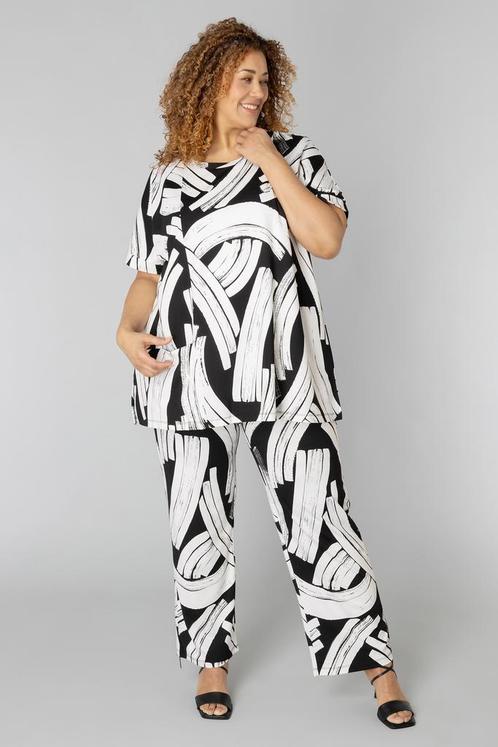 COLLETTA broek zwart wit travel prin Maat:, Kleding | Dames, Broeken en Pantalons, Overige kleuren, Nieuw, Verzenden