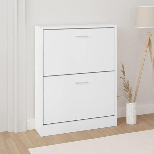 vidaXL Schoenenkast 59x17x81 cm bewerkt hout wit, Huis en Inrichting, Kasten | Schoenenrekken, Nieuw, Verzenden