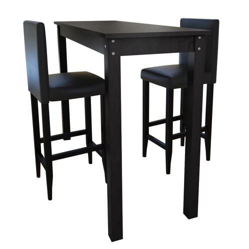 vidaXL Bartafel met 2 barkrukken zwart, Huis en Inrichting, Complete eetkamers, Nieuw, Verzenden