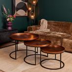Salontafel set van 3 Clive | koper kleur | Ø 70/60/50 cm, Verzenden, Nieuw