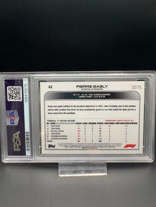 2022 Topps Chrome F1 Pierre Gasly #44 Pink Refractor /75 PSA, Verzamelen, Stickers