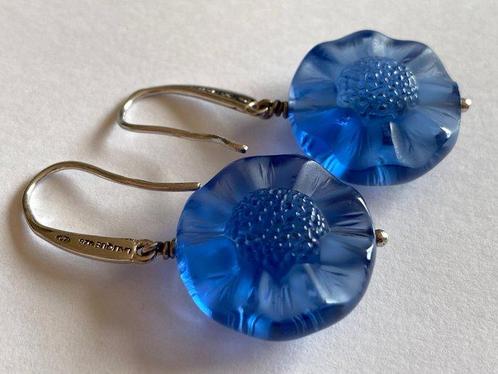 René Lalique - Flores - 925. Plata, Kristal - Oorbellen, Antiek en Kunst, Antiek | Glas en Kristal