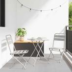 vidaXL Tuin Opvouwbare Stoel 2 pcs Beige 55 x 56.5 x 91cm, Tuin en Terras, Verzenden, Nieuw, Metaal