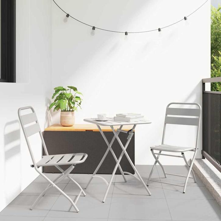 vidaXL Tuin Opvouwbare Stoel 2 pcs Beige 55 x 56.5 x 91cm, Tuin en Terras, Tuinstoelen, Nieuw, Metaal, Verzenden