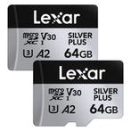 Lexar MicroSDXC Silver Plus UHS-1 64GB V30 2-pack, Audio, Tv en Foto, Fotografie | Geheugenkaarten, Ophalen of Verzenden, Nieuw