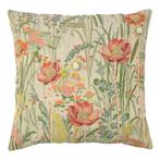 kussen geborduurd wilde bloemen roze klaproos 60x60cm, Huis en Inrichting, Verzenden, Nieuw