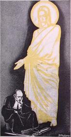 Christus noemt Hugenholtz naïef op spotprent (lijst optie), Antiek en Kunst, Verzenden